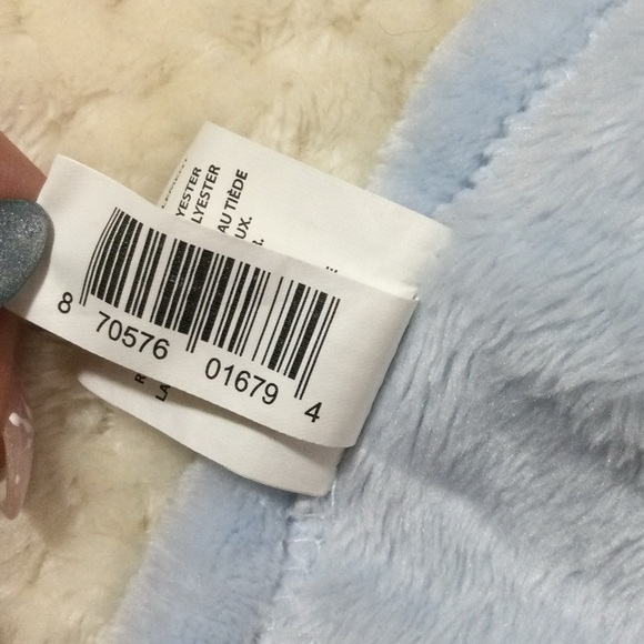 Blankets and Beyond White Blue Plush Bunny Rabbit Lovey Security Blanket Toy - Picture 8 of 9